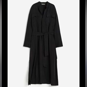 H&M Black Belted Long Sleeve Maxi Dress